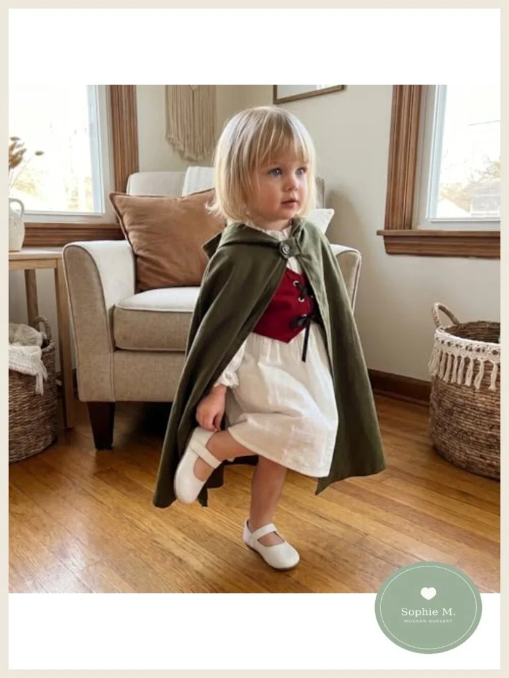 Toddler Girl Medieval Halloween Costume 4pc Set Ring Bearer Cape Outfit